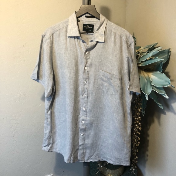 Rodd & Gunn Linen blue/ gray button up shirt - Picture 1 of 7